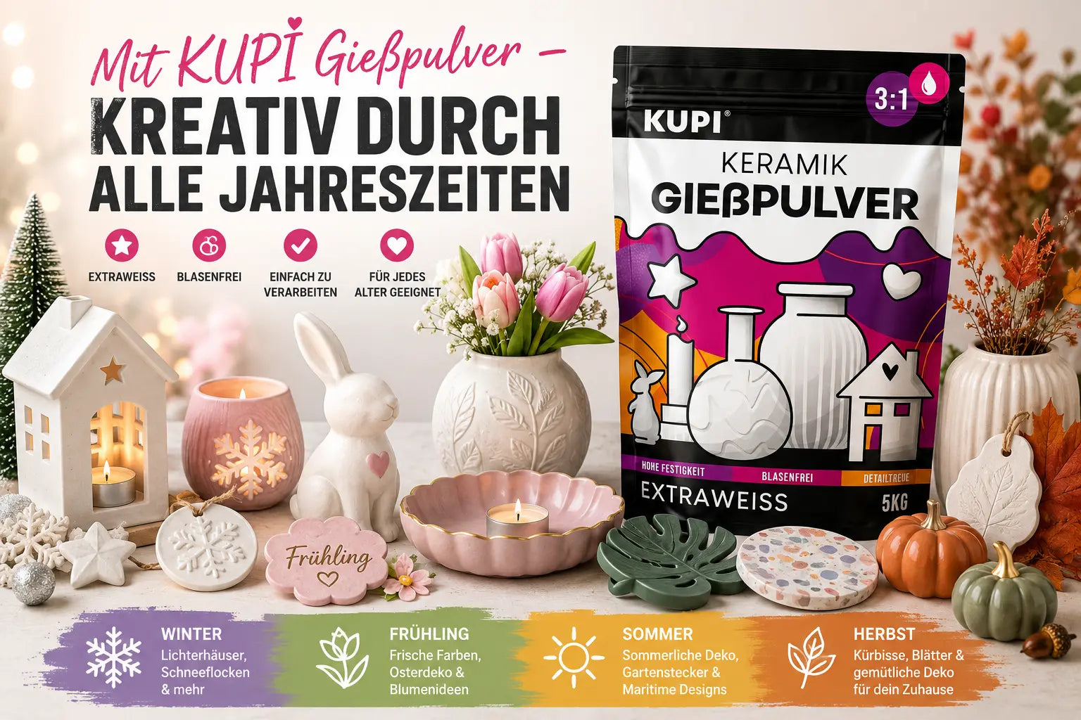 Gießpulver Ideen – kreative Projekte für jede Jahreszeit & jeden Anlass