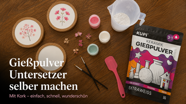 Gießpulver Untersetzer selber machen – mit Kork, ganz einfach